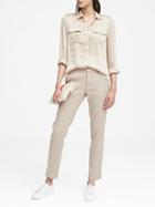 Banana Republic Womens Ryan Slim Straight-fit Stretch Linen-cotton Pant Khaki Size 8