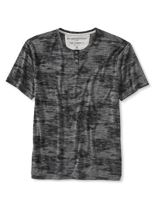 Banana Republic Mens Denim Burnout Henley Tee Size L - Gray Texture