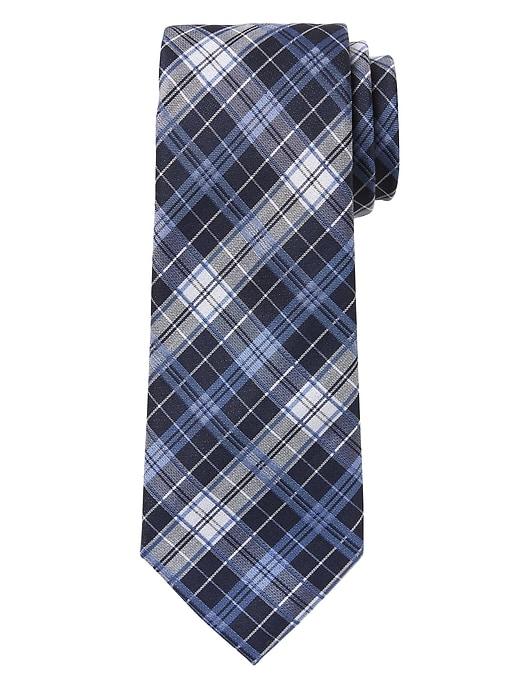 Banana Republic Mens Plaid Cotton-silk Nanotex Tie Coastal Blue Size One Size