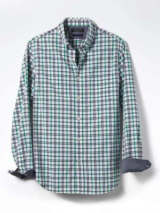 Banana Republic Mens Grant Fit Custom Wash Green Shirt - Green