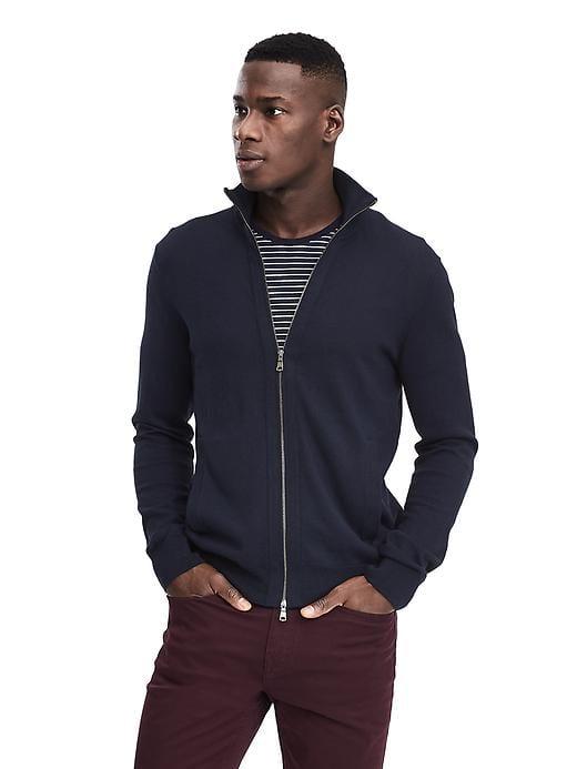 Banana Republic Mens Silk Cotton Cashmere Sweater Jacket Navy Size L
