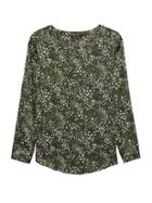 Banana Republic Womens Print High-low Hem Top Mistletoe Green Size Xs