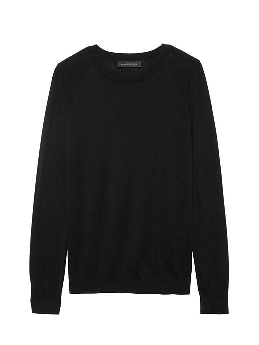 Banana Republic Womens Silk Cotton Crew-neck Sweater Black Size S