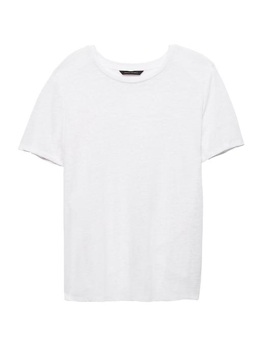 Banana Republic Womens Linen Blend Cross-back T-shirt White Size L