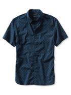 Banana Republic Mens Short Sleeve Print Textured Print Custom 078 Wash Shirt Size L Tall - Preppy Navy