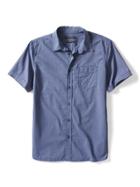 Banana Republic Mens Camden Fit Custom Wash Short Sleeve One Pocket Shirt - Preppy Navy