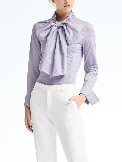 Banana Republic Stripe Bow Shirt - Purple Crayon