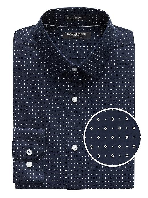 Banana Republic Mens Camden Standard-fit Non-iron Print Shirt Navy Size Xxs