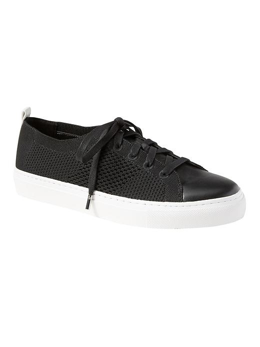 Banana Republic Womens Open-knit Sneaker Black & Silver Size 5