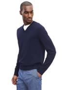 Banana Republic Mens Extra Fine Merino Wool Vee Pullover Size L Tall - Navy