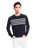 Banana Republic Mens Striped Silk Cotton Cashmere Pullover Sweater Size L Tall - Preppy Navy