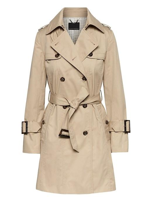 Banana Republic Womens Water-resistant Classic Trench Coat Golden Beige With Elephant Print Lining Size M