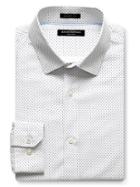 Banana Republic Mens Grant Fit Non Iron White Dot Shirt Size L Tall - White