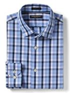 Banana Republic Mens Camden Fit Non Iron Micro Gingham Shirt - Damselfish Blue