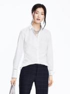 Banana Republic Womens Riley Fit Cuff Cutout Shirt Size 0 - White