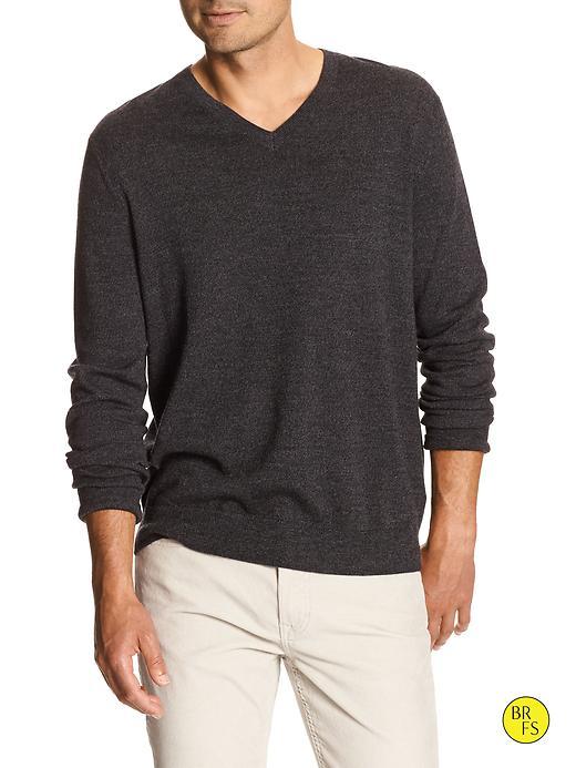 Banana Republic Mens Factory Merino Vee Pullover Size L - Dark Heather Gray