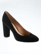 Banana Republic Almond Toe Round Heel Pump - Black Suede