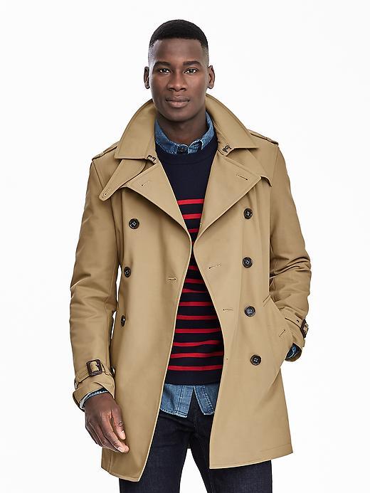 Banana Republic Mens Double Breasted Trench Coat Size L Tall - Acorn