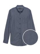 Banana Republic Mens Grant Slim-fit Chambray Print Shirt Washed Indigo Size Xl