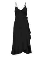Banana Republic Womens Soft Ponte Ruffle-wrap Dress Black Size Xxs