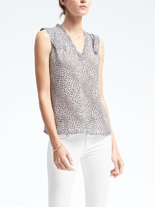 Banana Republic Double Layer Print Top - Gray Sky