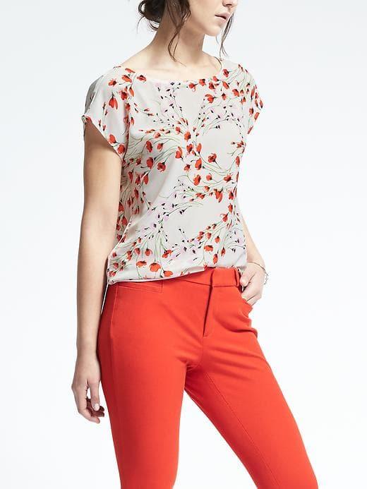 Banana Republic Womens Floral Crew Tee - White
