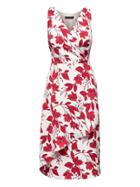 Banana Republic Womens Petite Floral Wrap-effect Midi Dress Red Print Size 0