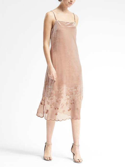 Banana Republic Womens Limited Edition Lasercut Velvet Slipdress - Light Pink