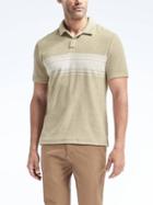 Banana Republic Mens Stripe Terry Polo - Cashew