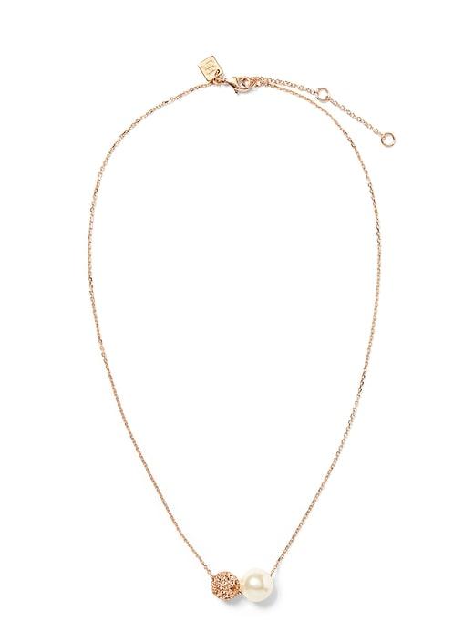 Banana Republic Womens Fireball And Pearl Necklace Rose Gold Size One Size