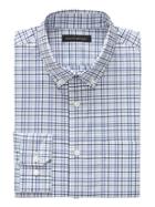 Banana Republic Mens New Slim-fit Tech-stretch Cotton Grid Shirt Comet Blue Size Xxs