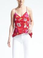 Banana Republic Womens Easy Care Floral Vee Cami - Spicy Cayenne