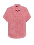 Banana Republic Mens Camden Standard-fit Linen Shirt Red Clay Size Xxs
