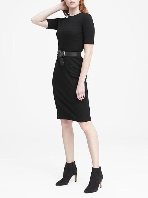 Banana Republic Womens Ribbed T-shirt Dress Black Size L