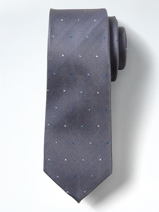 Banana Republic Mens Multi Dot Silk Nanotex Tie - Gray Sky