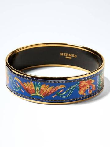 Banana Republic Luxe Finds Hermes Blue Feather Enamel Wide Bracelet - Blue Multi