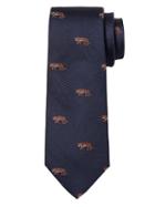 Banana Republic Mens Tiger Mascot Silk Nanotex Tie Navy Blue Size One Size