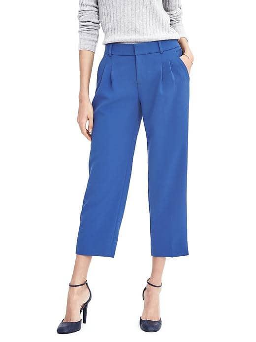 Banana Republic Pleated Crop Pant - Ultramarine