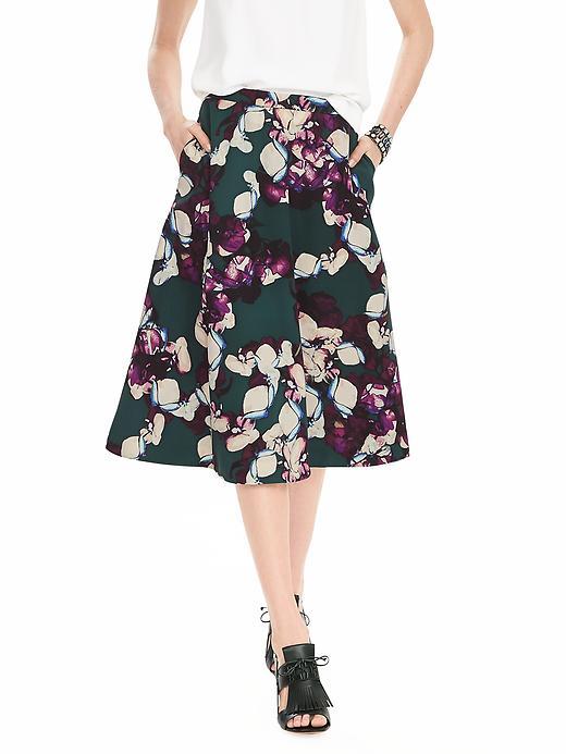 Banana Republic Womens Bold Floral Midi Skirt Size 0 - Deep Hunter