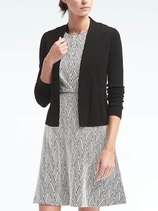 Banana Republic Womens Merino Open Front Cardigan - Black