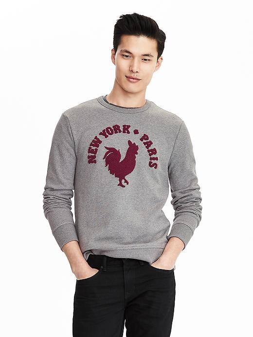 Banana Republic Mens Flocked Sweatshirt Crew Size L Tall - Medium Grey Heather