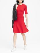 Banana Republic Womens Ribbed-knit Fit-and-flare Sweater Dress Ultra Red Size S
