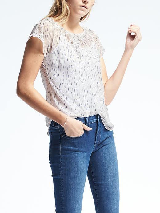Banana Republic Womens Pleated Asymmetrical Shirt - Purple Fog