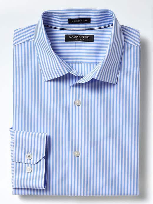 Banana Republic Mens Camden Fit Non Iron Poplin Shirt - Comet Blue