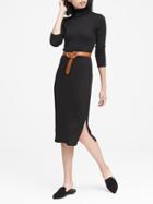 Banana Republic Womens Luxespun Ribbed Turtleneck T-shirt Dress Black Size S