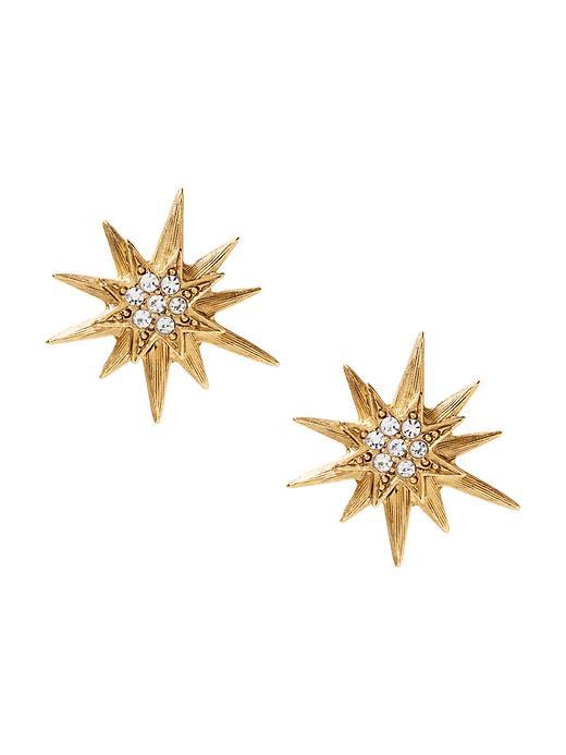Banana Republic Elizabeth Cole Small Gold Starburst Earrings - Crystal