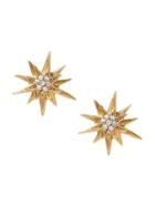 Banana Republic Elizabeth Cole Small Gold Starburst Earrings - Crystal