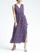 Banana Republic Womens Paisley Gathered Maxi Dress - Royal Blue