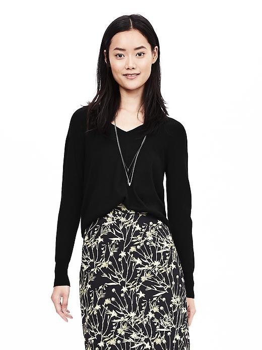 Banana Republic Womens Extra Fine Merino Wool Trapeze Pullover Size L - Black