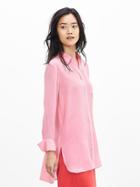 Banana Republic Silk High/low Blouse Size L Petite - Sunset Pink